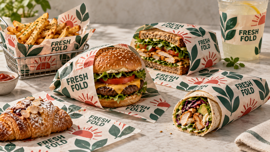 Custom printed greaseproof food paper for burgers, sandwiches, fries and pastries