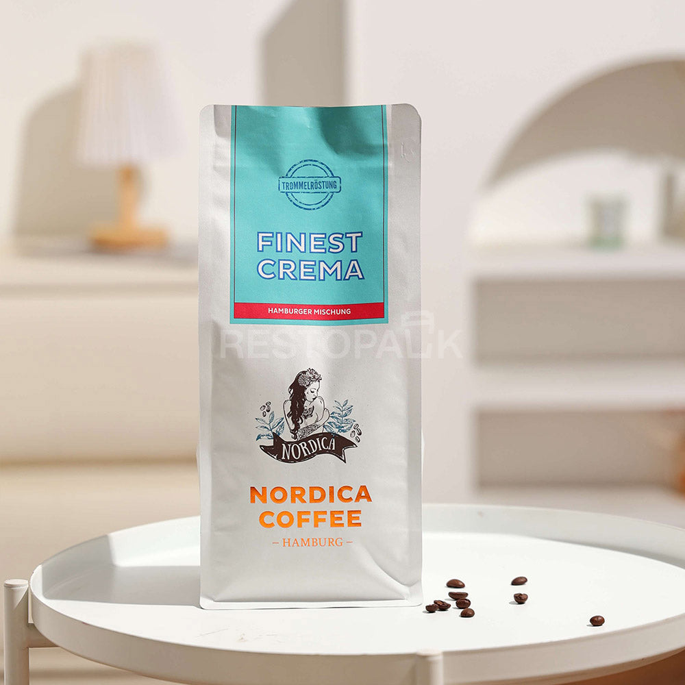 Custom White Kraft Laminated Coffee Bags with Zipper