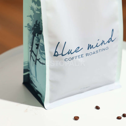 Custom Printed Plastic Flat Bottom Coffee Bags with Side Gusset Design