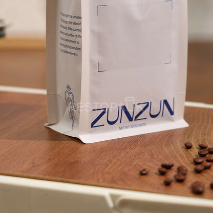 Compostable Flat Bottom Coffee Bags with Zipper and Label Area