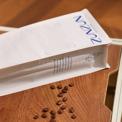 Compostable Flat Bottom Coffee Bags with Zipper and Label Area