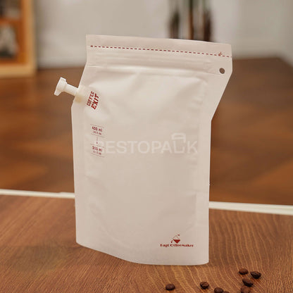 Custom 16oz White Spout Pouch Coffee Bags with Cap Closure