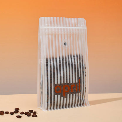 Custom Clear Plastic Flat Bottom Coffee Bag with Zipper