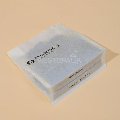 Translucent Coated Rice Paper Flat Bottom Coffee Bags with Zipper