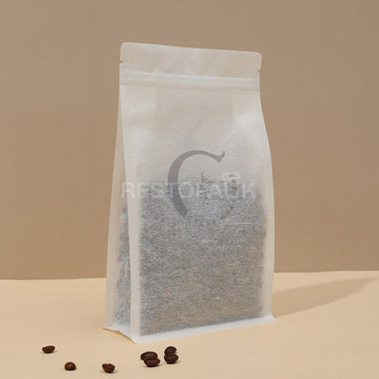Custom Translucent Rice Paper Flat Bottom Coffee Bags