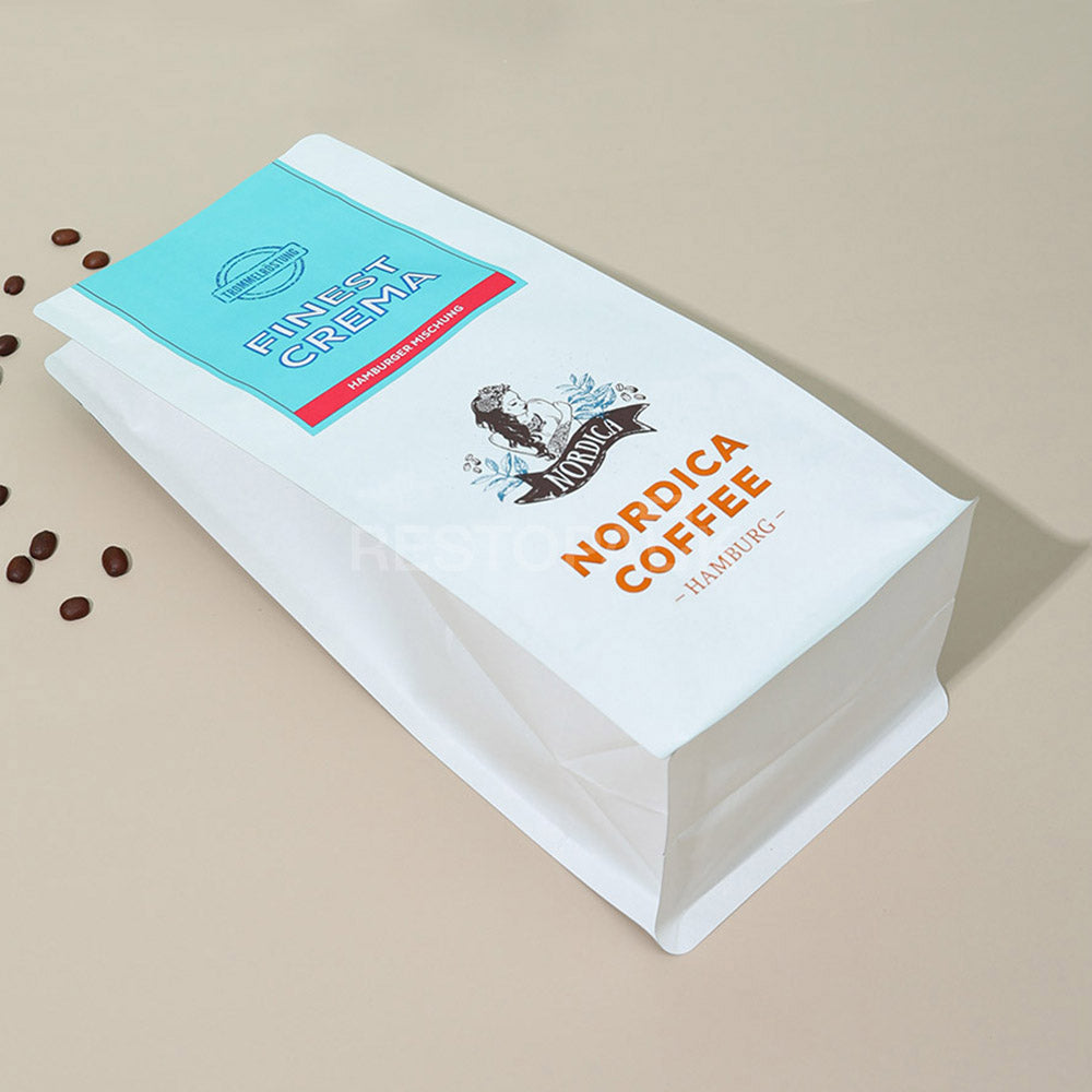 Custom White Kraft Laminated Coffee Bags with Zipper