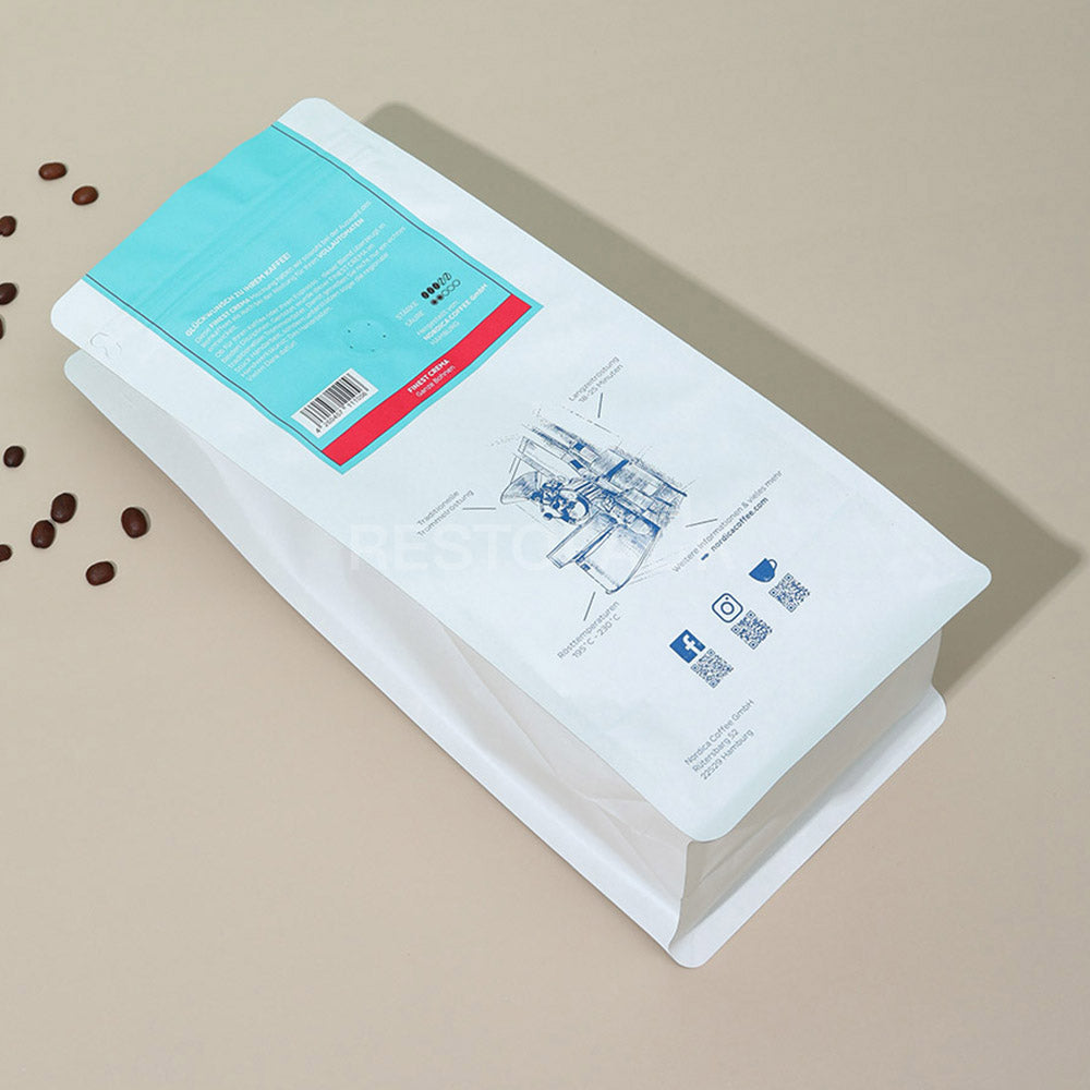 Custom White Kraft Laminated Coffee Bags with Zipper
