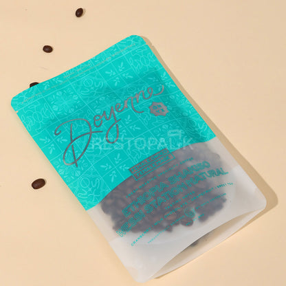 Custom Clear Window Resealable Stand-Up Coffee Bags