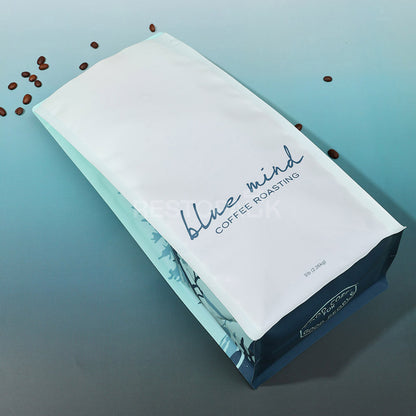 Custom Printed Plastic Flat Bottom Coffee Bags with Side Gusset Design