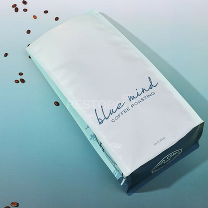 Custom Printed Plastic Flat Bottom Coffee Bags with Side Gusset Design