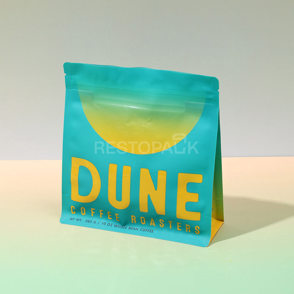 Custom Frosted Flat Bottom Coffee Bags with Zipper