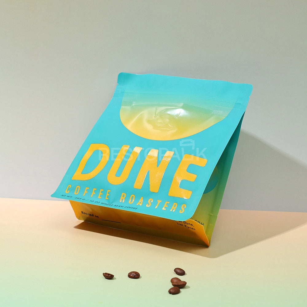 Custom Frosted Flat Bottom Coffee Bags with Zipper