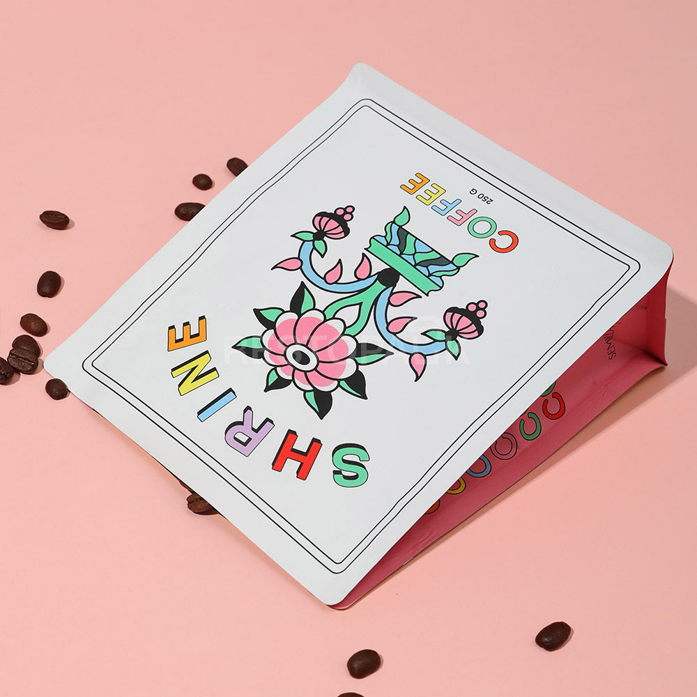 Custom Smooth Flat Bottom Coffee Bags with Unique Color on Each Side