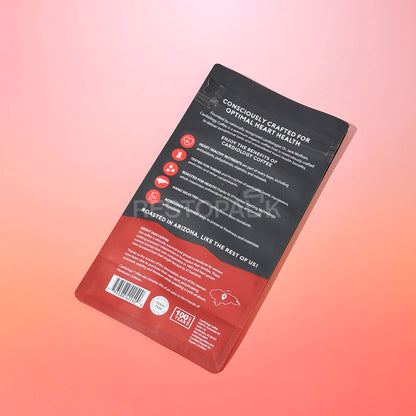 Custom Plastic Flat Bottom Coffee Bags with Zipper