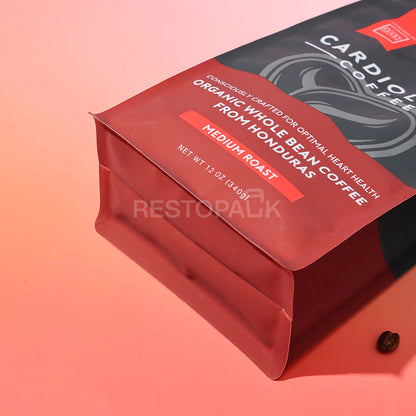 Custom Plastic Flat Bottom Coffee Bags with Zipper