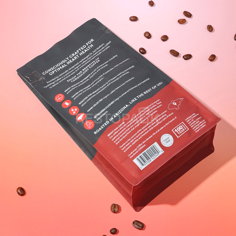 Custom Plastic Flat Bottom Coffee Bags with Zipper