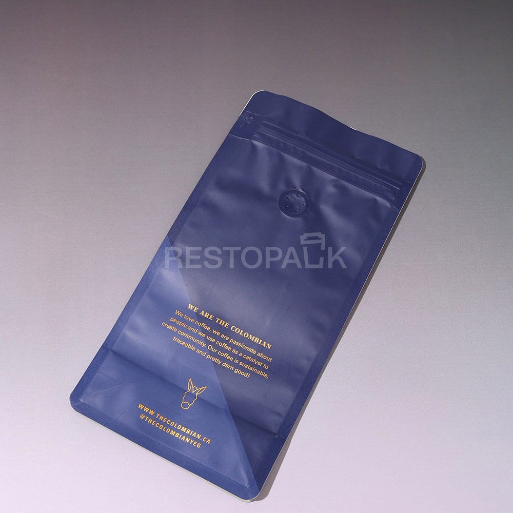 Custom Aluminum Foil and Kraft Paper Flat Bottom Coffee Bags with Zipper