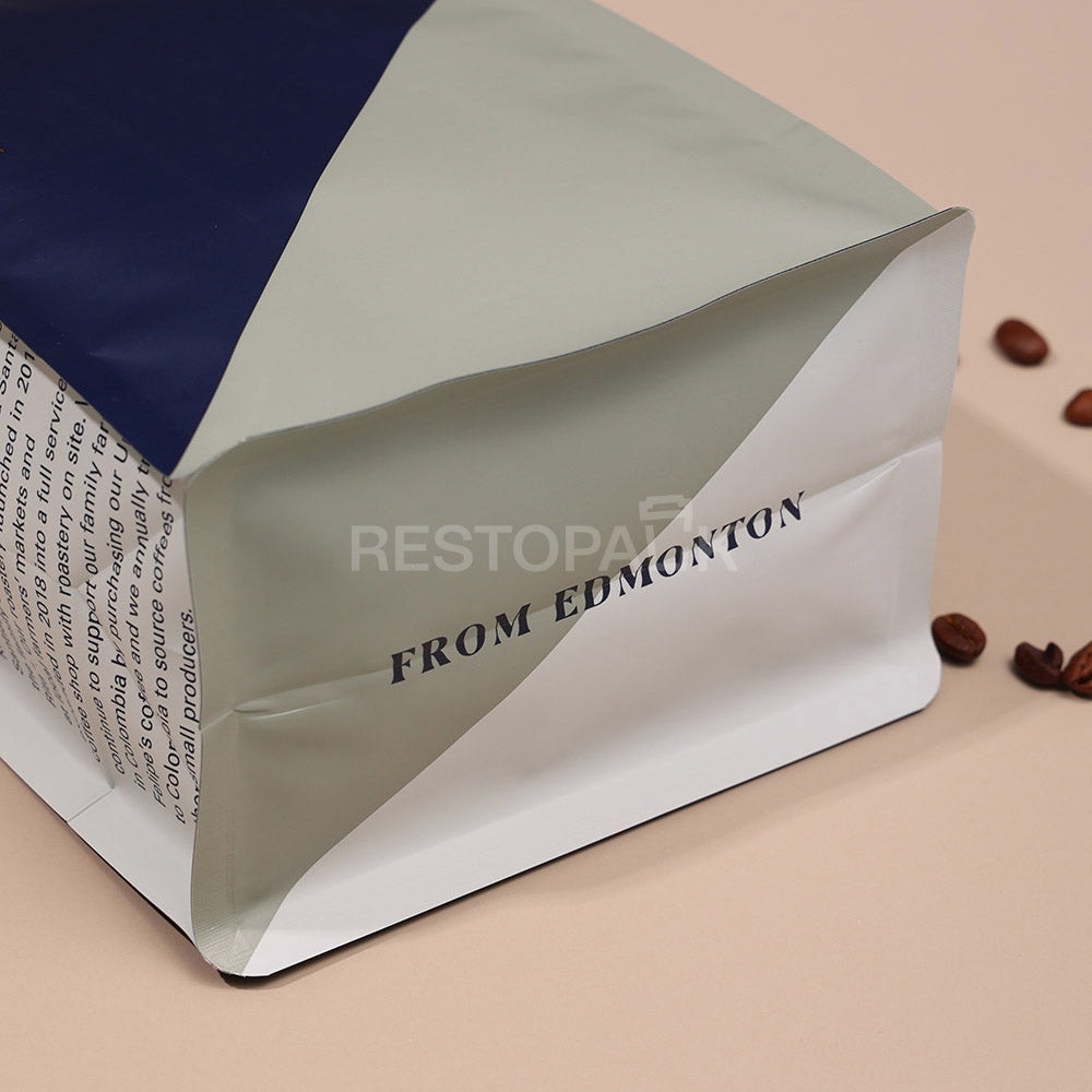 Custom Aluminum Foil and Kraft Paper Flat Bottom Coffee Bags with Zipper