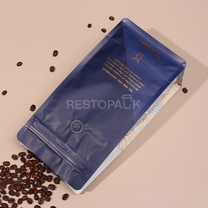 Custom Aluminum Foil and Kraft Paper Flat Bottom Coffee Bags with Zipper