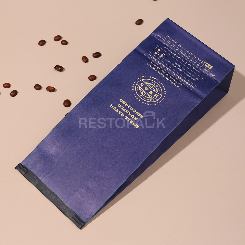 Custom Kraft Paper Flat Bottom Coffee Bags with Tin Tie