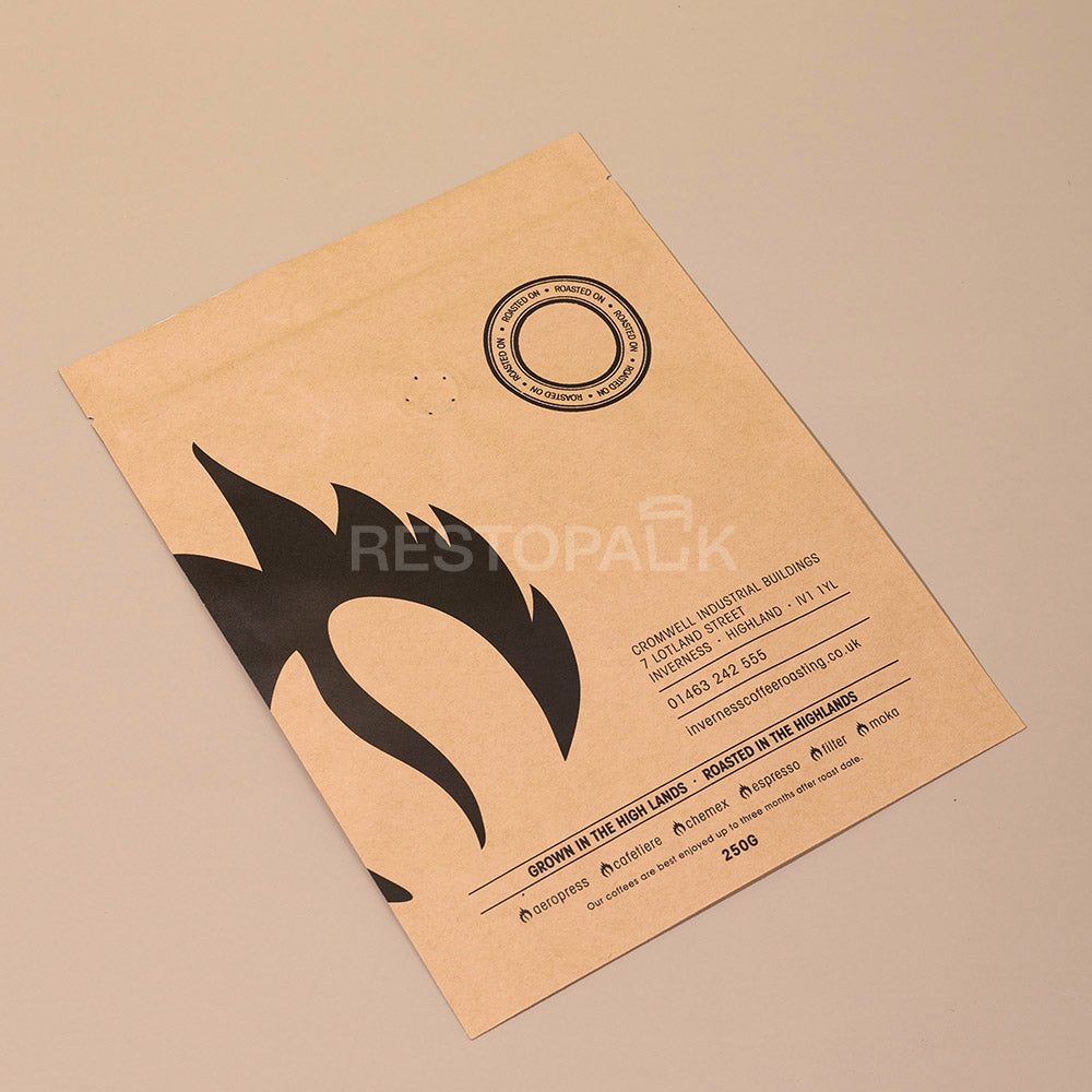 Custom Kraft Paper Stand-up Coffee Bags with Tear Notch
