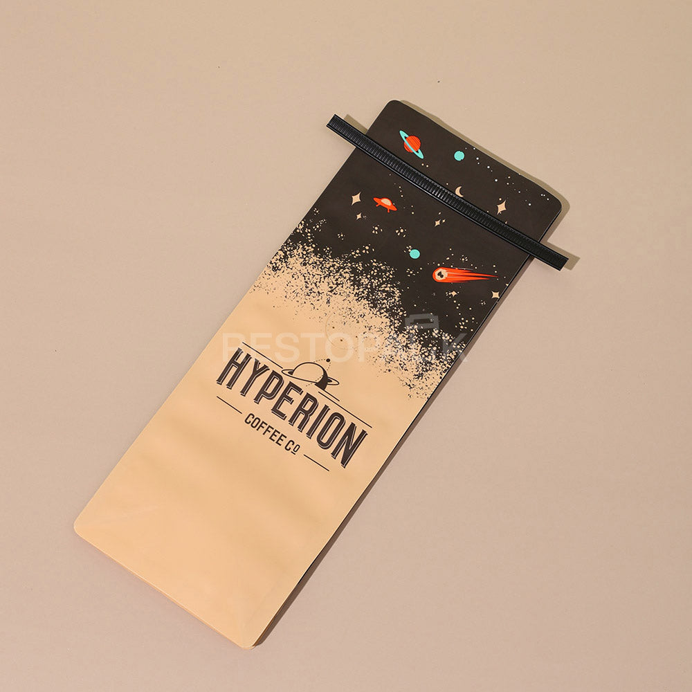 Custom Kraft Paper Flat Bottom Coffee Bags with Tin Tie
