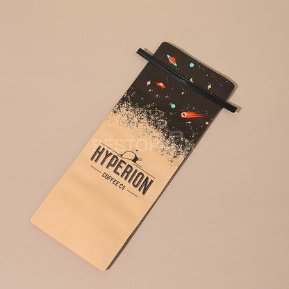 Custom Kraft Paper Flat Bottom Coffee Bags with Tin Tie