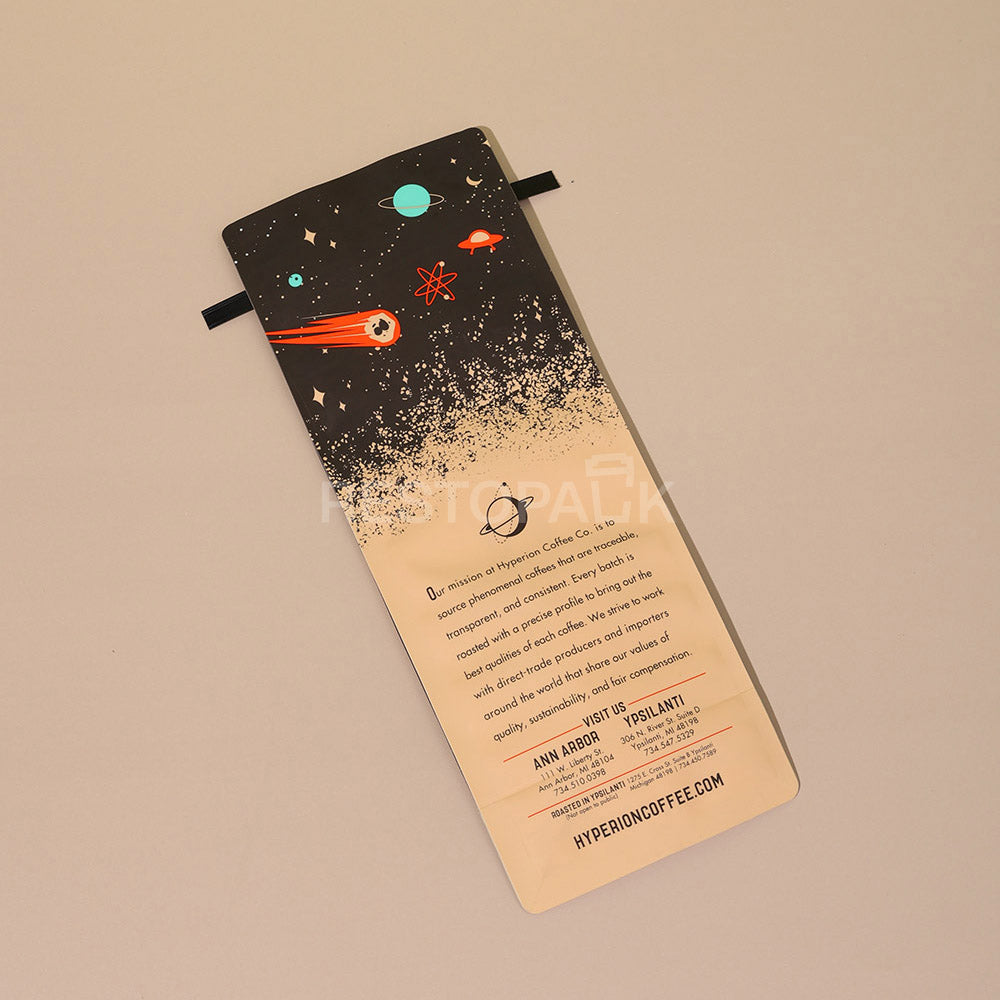 Custom Kraft Paper Flat Bottom Coffee Bags with Tin Tie