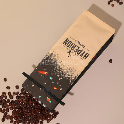 Custom Kraft Paper Flat Bottom Coffee Bags with Tin Tie
