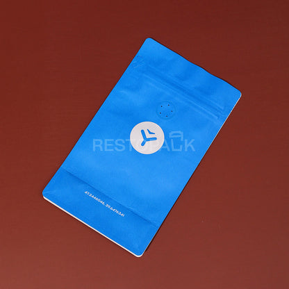 Laminated Kraft Paper Flat Bottom Coffee Bags with Zipper & Card Slot