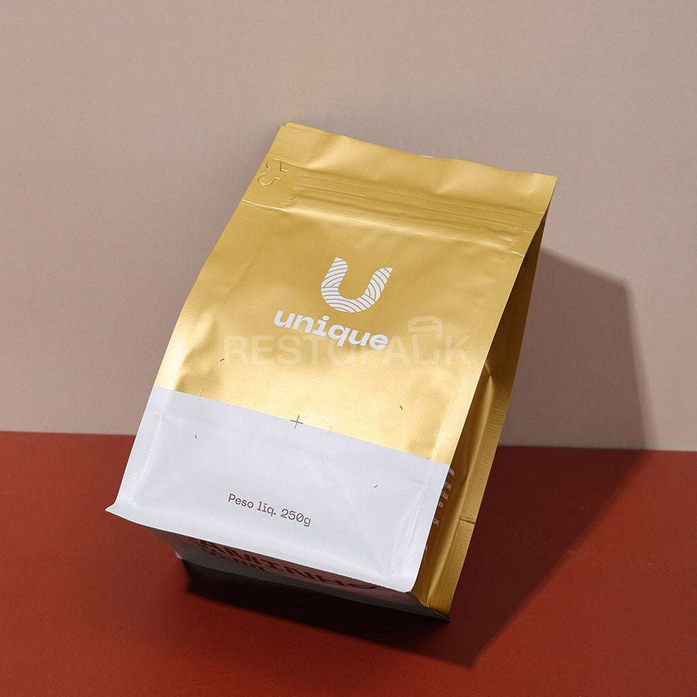 Custom Aluminum Foil Flat Bottom Coffee Bags with Zipper