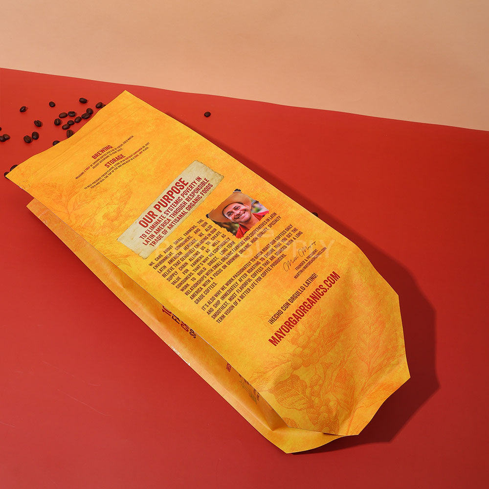 Custom Laminated Kraft Side Gusset Coffee Bags with Heat Seal