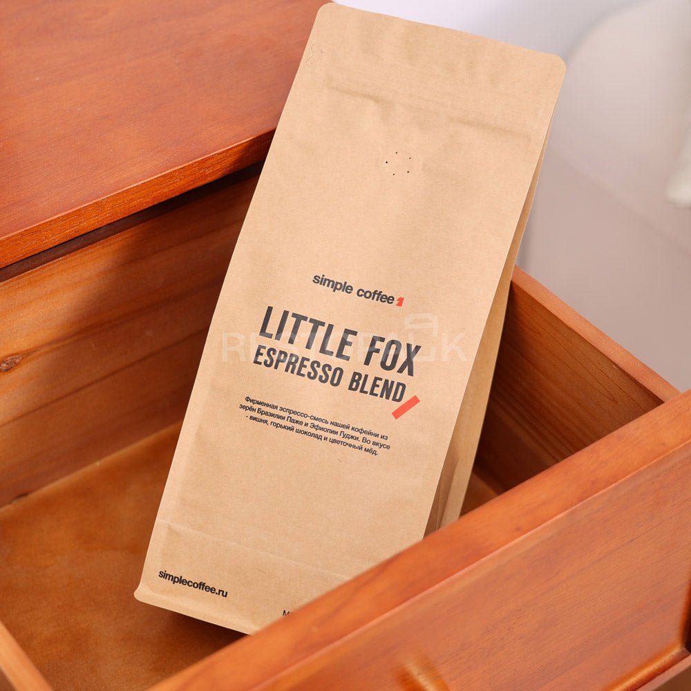 Custom Kraft Paper Flat Bottom Coffee Bags with Zipper