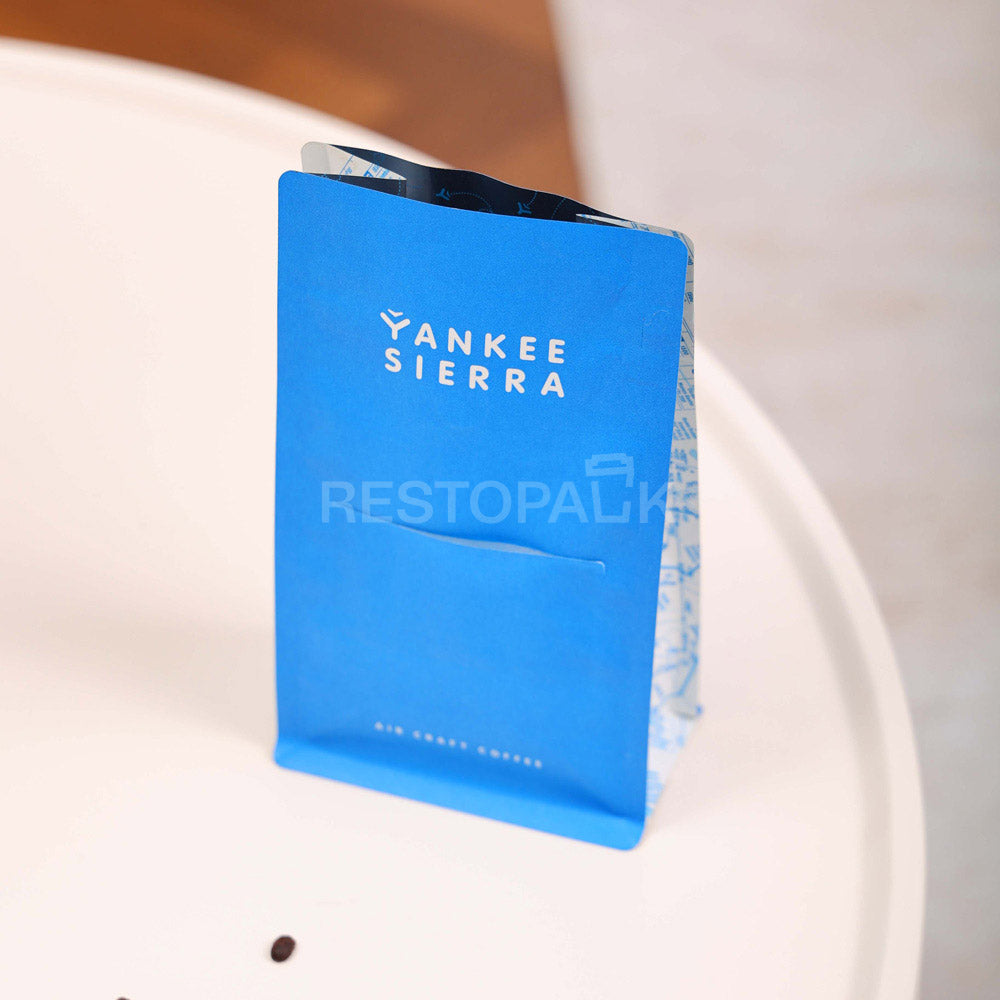 Laminated Kraft Paper Flat Bottom Coffee Bags with Zipper & Card Slot