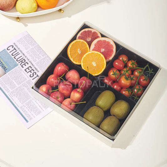 10 5/8″ × 10 5/8″ Wooden Sushi Box with Plastic Inner Trays