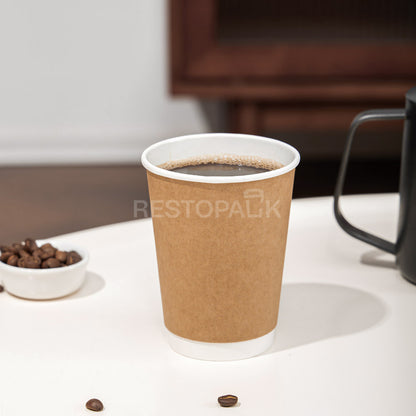 12 oz Double Wall kraft Paper Coffee Cups