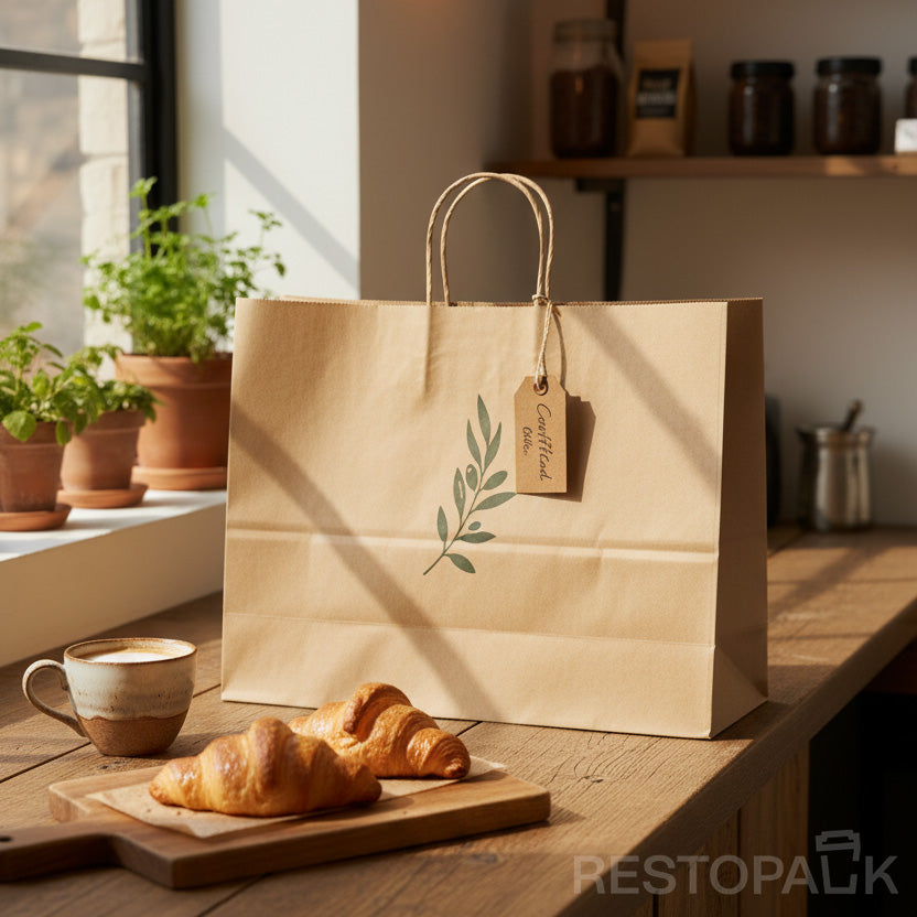 15 3/4" x 5 1/8" x 12 3/16" Tall Brown Kraft Paper Bag with Handles