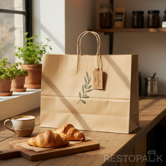 15 3/4" x 5 1/8" x 12 3/16" Tall Brown Kraft Paper Bag with Handles