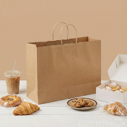 15 3/4" x 5 1/8" x 12 3/16" Tall Brown Kraft Paper Bag with Handles