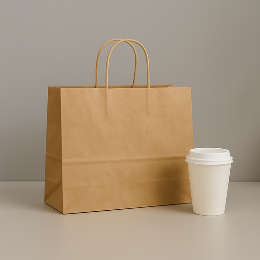 15 3/4" x 5 1/8" x 12 3/16" Tall Brown Kraft Paper Bag with Handles
