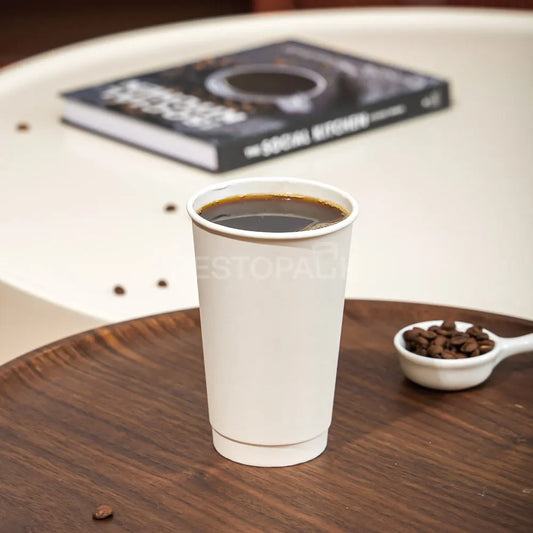 16 oz Double Wall White Paper Coffee Cups