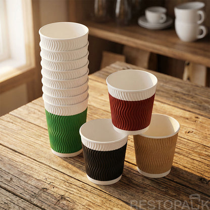 16 oz Double Wall Ripple Paper Hot Coffee Cups