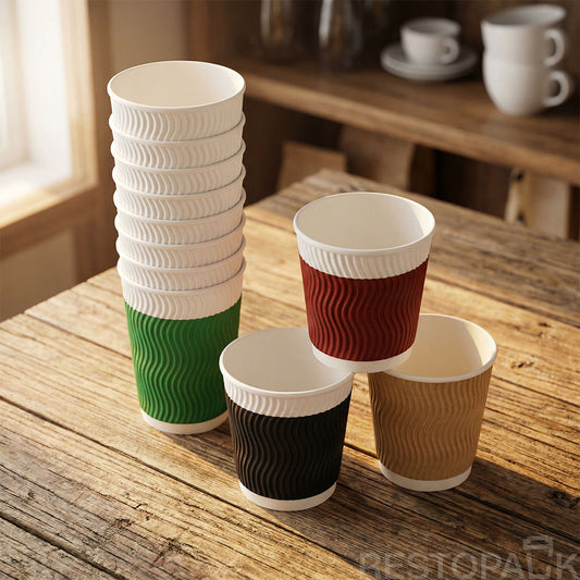 16 oz Double Wall Ripple Paper Hot Coffee Cups