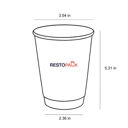 16 oz Double Wall Bagasse & Corn-Based PLA Biodegradable Paper Cups