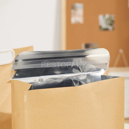 2-Cup Kraft Paper Takeaway Bags with Button Handle