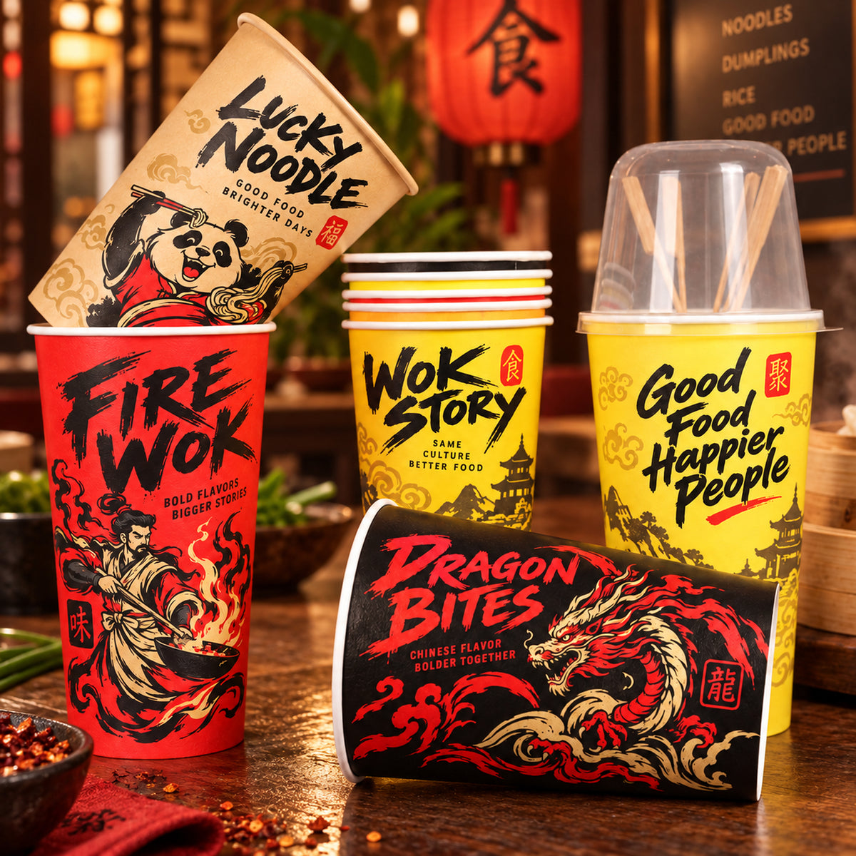 Custom Printed Kraft Oden Paper Bucket Disposable Takeaway Food Container