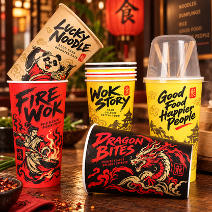 Custom Printed Kraft Oden Paper Bucket Disposable Takeaway Food Container