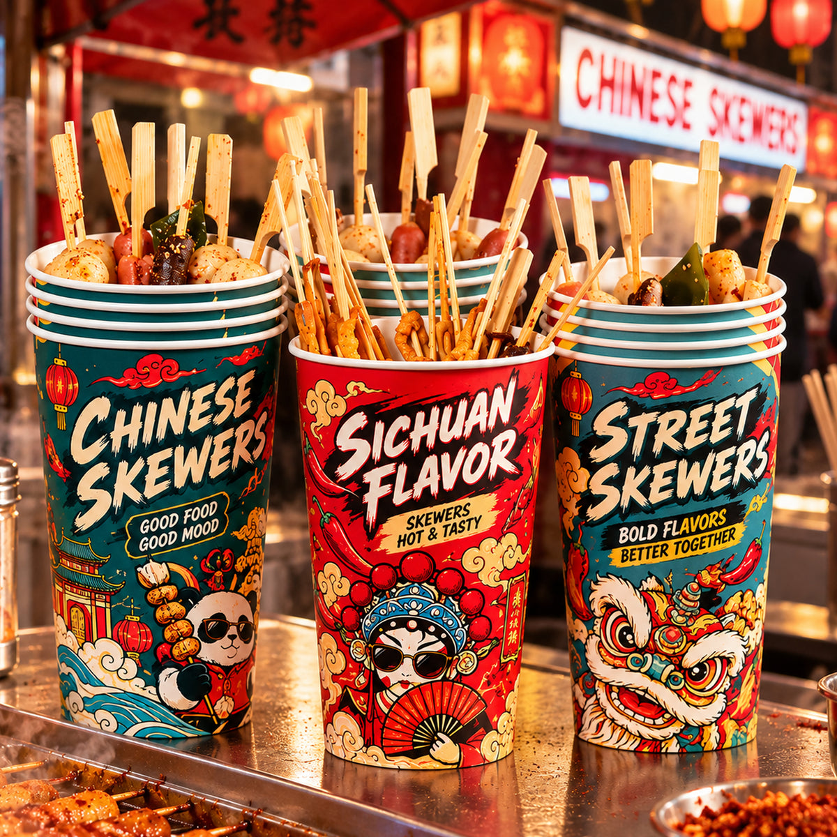 Custom Printed Kraft Oden Paper Bucket Disposable Takeaway Food Container