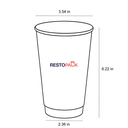 20 oz Double Wall White Paper Coffee Cups