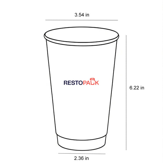 20 oz Double Wall White Paper Coffee Cups